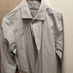 White and black checked dress shirt